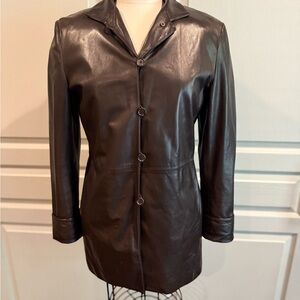 Jil Sander dark brown Leather Jacket coat blazer eu 42 Medium 8 10 12 lamb skin